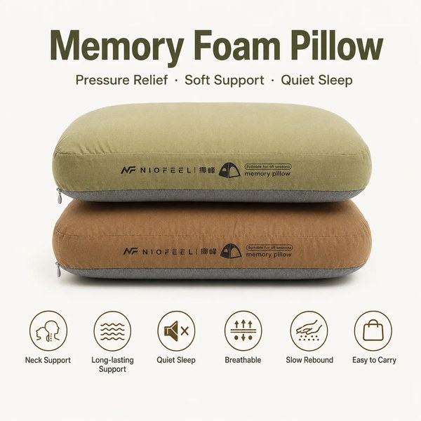 Memory foam camping travel pillow product photo