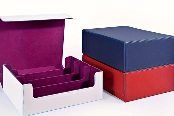 Large PU leather trading card storage box with dividers product photo