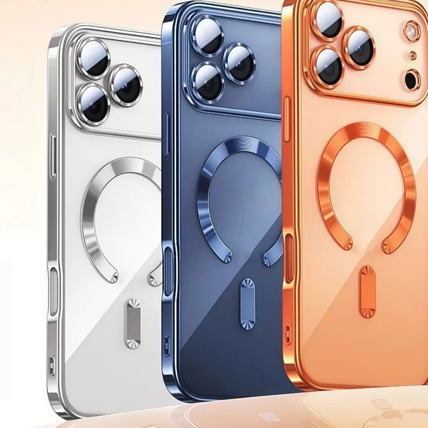 MagSafe plating phone case with camera lens covers product photo